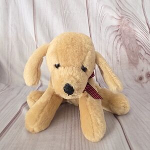 Mary Meyer Golden Retriever Puppy Dog Plush Toy Beans Plaid Bow 7 Inch 2001